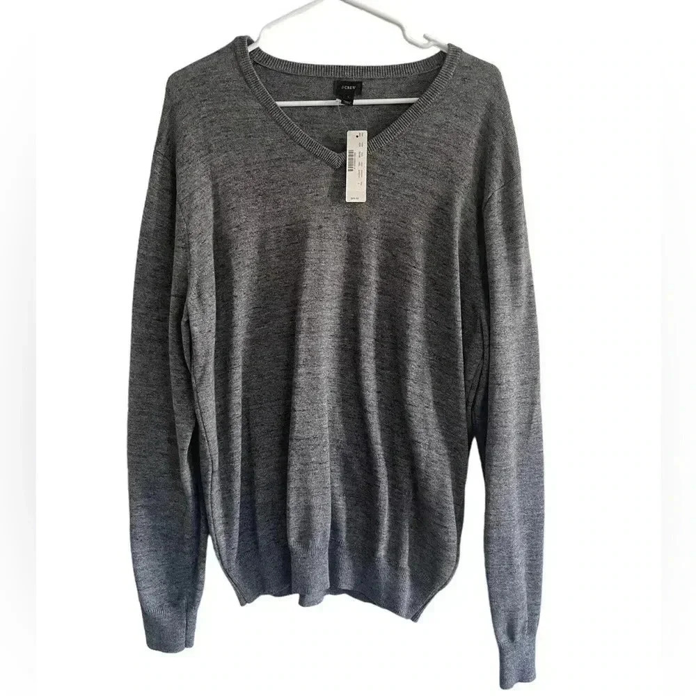 Men’s J. Crew V-Neck Cotton Sweater in Gray
